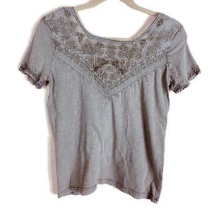 Zara Top Embroidered Short Sleeve Short Cotton Lace Boho Festival Summer